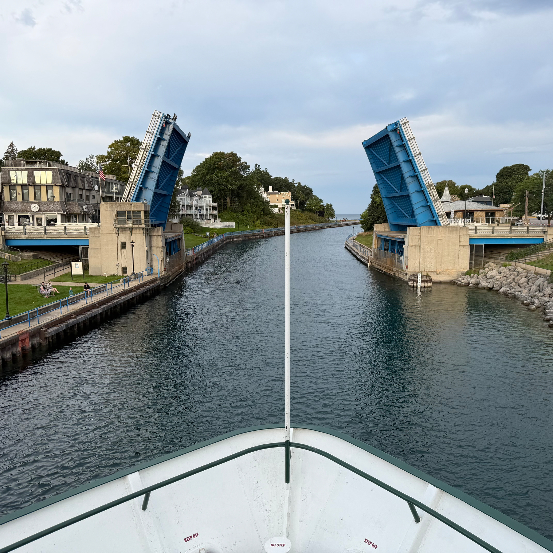 Drawbridge in Charlevoix getting out of the way for the ferry to make it through.