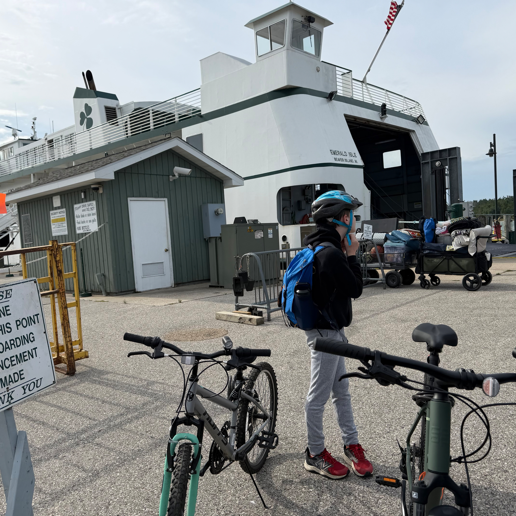 Retrieving our bikes on Beaver Island