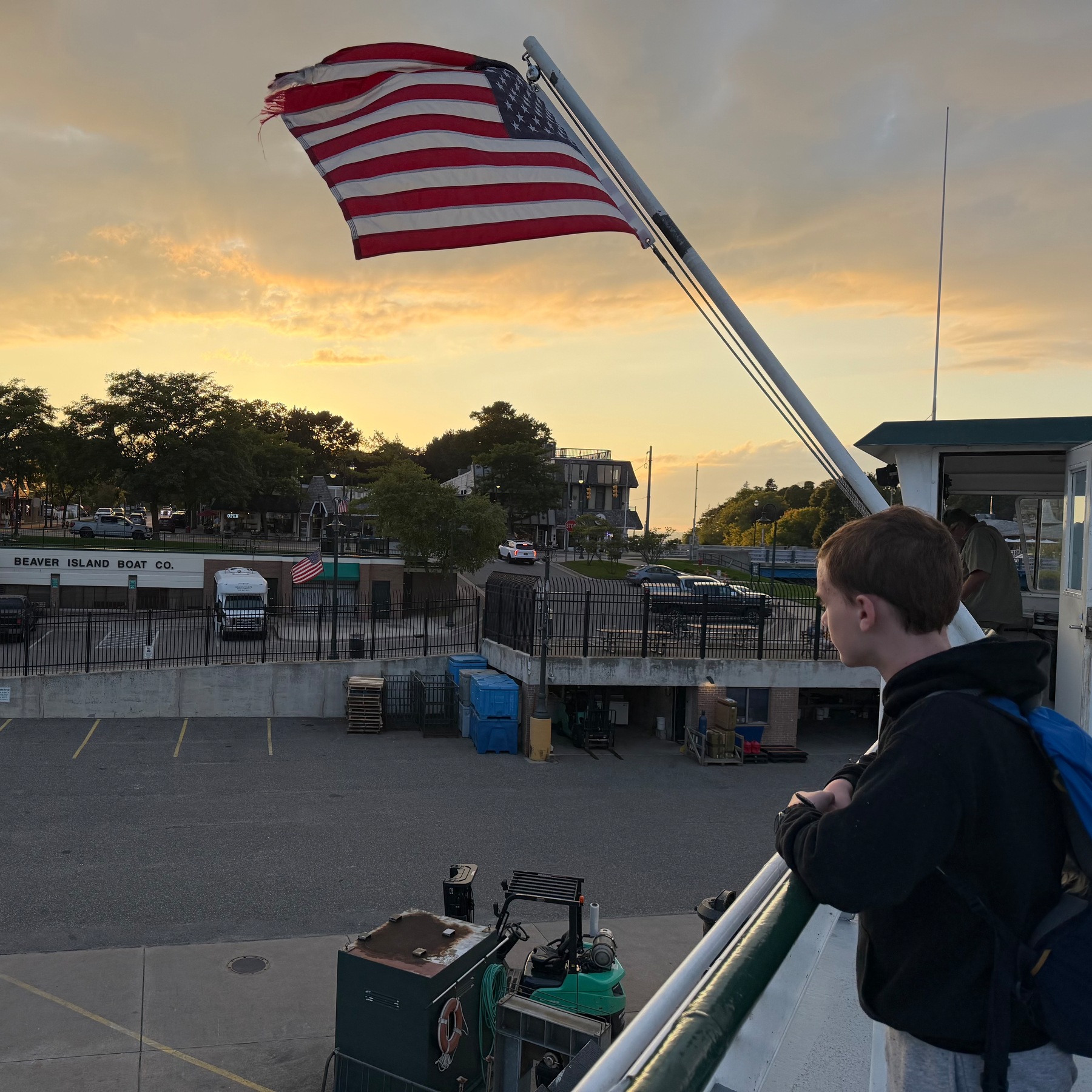 Benedict watching the docking in Charlevoix.