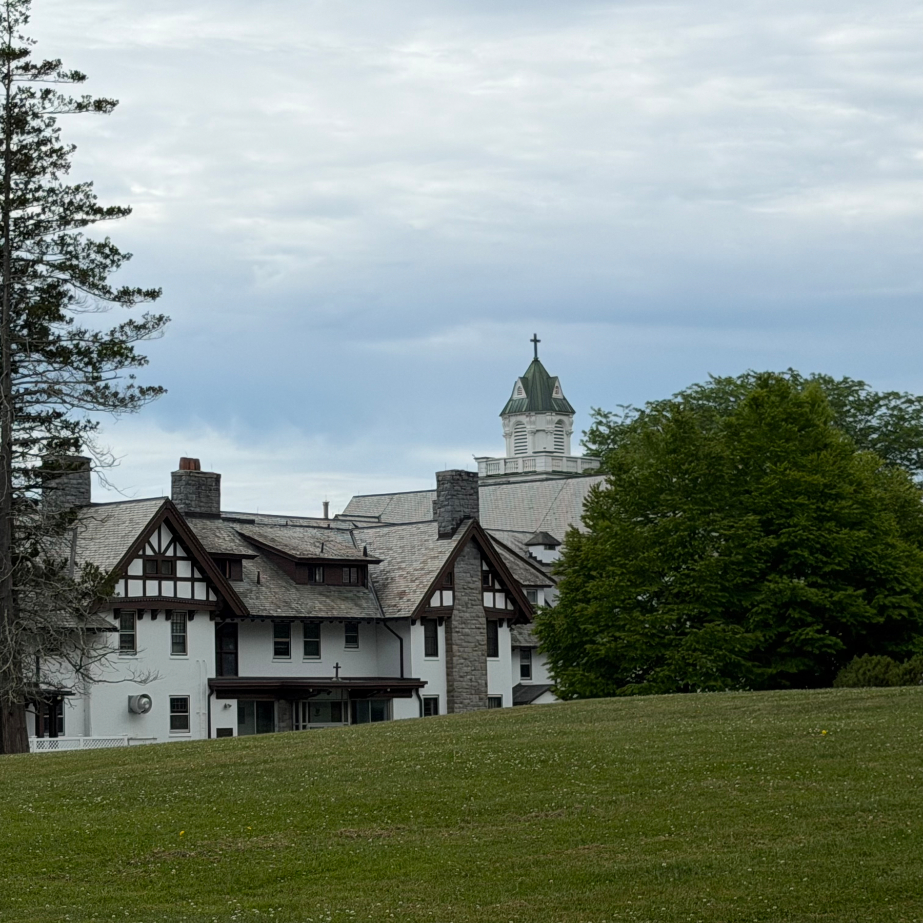 Walking up the hill from the parking lot to the Divine Mercy Shrine.
