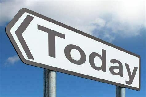A road sign with the word 'Today' on it.