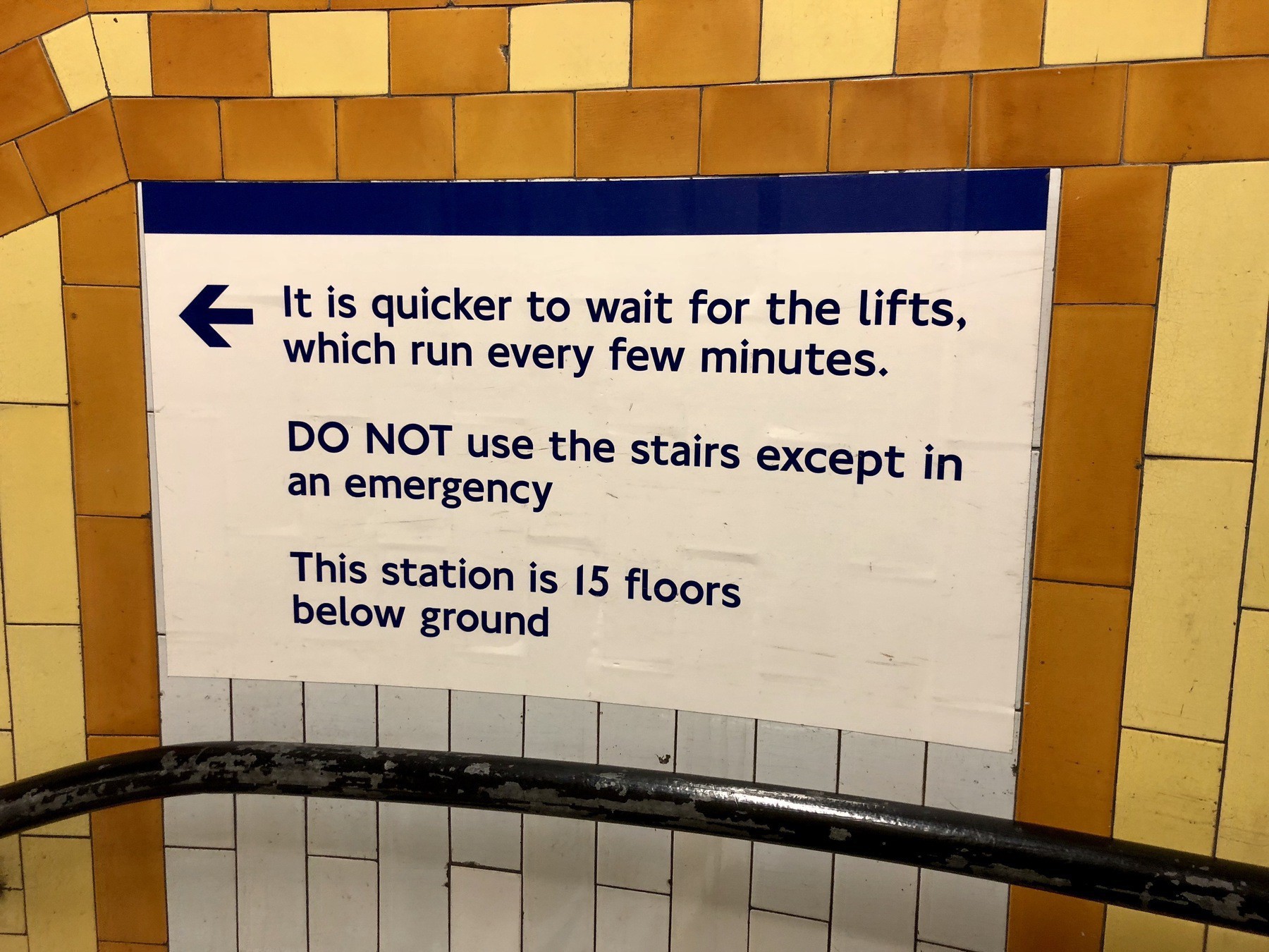 Warning sign for the London tube