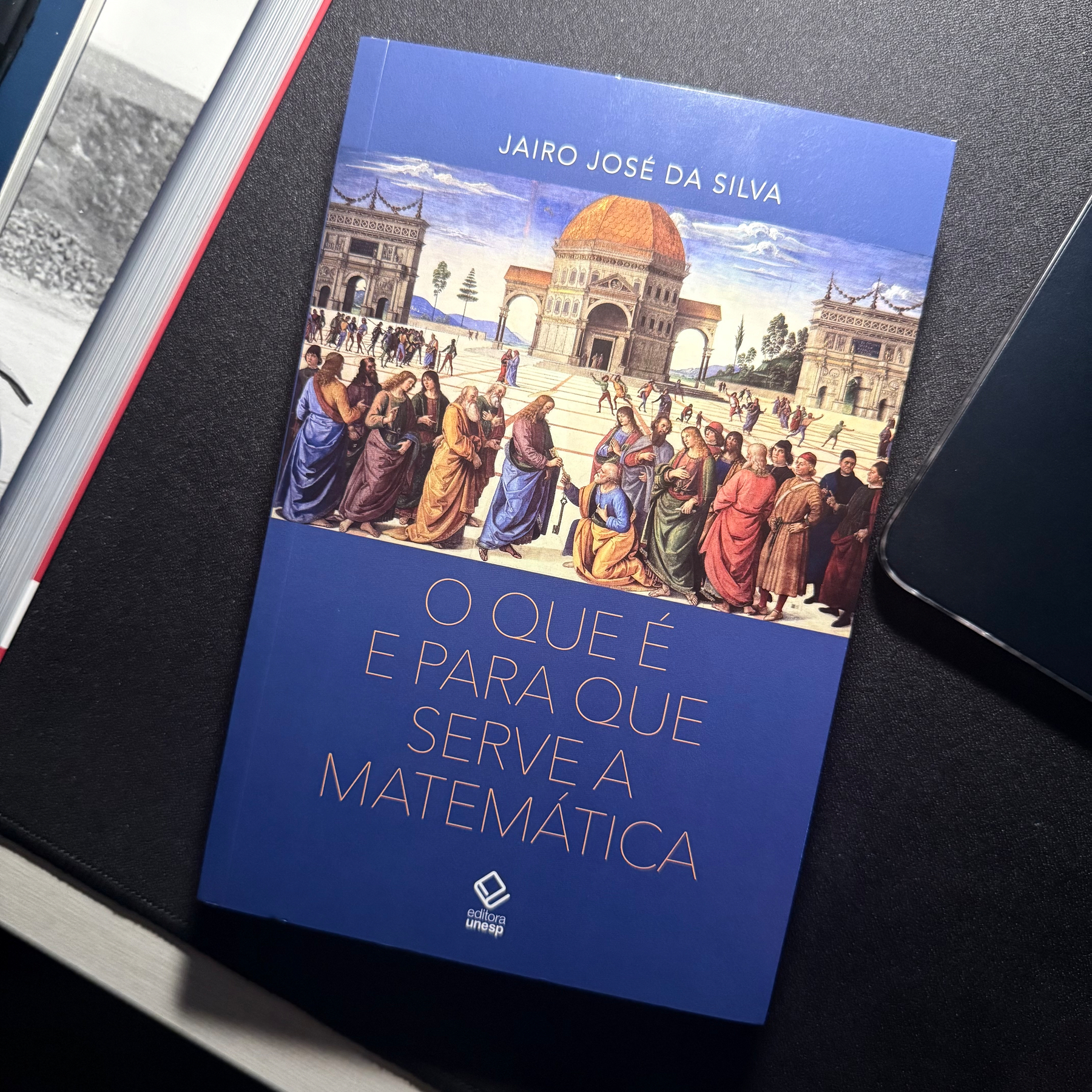 Livro intitulado O que é e para que serve a matemática de Jairo José da Silva, com capa ilustrada por uma pintura renascentista.