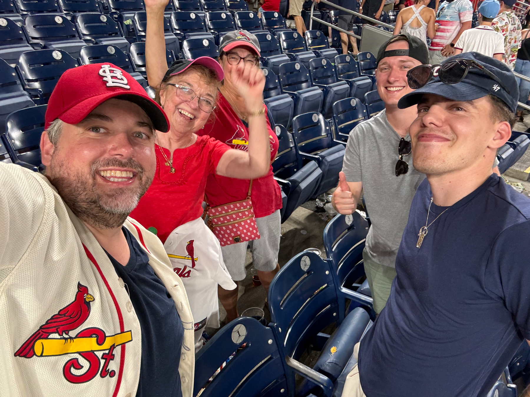 Five Cardinals fans celebrating a win!