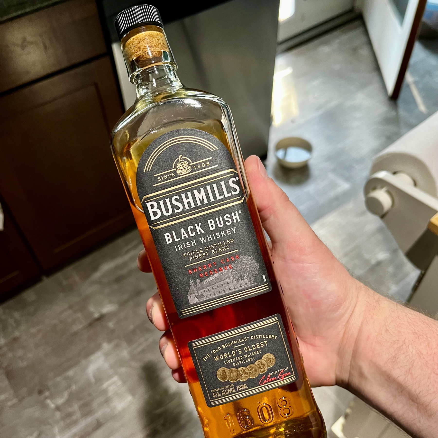 I’m holding a bottle of Bushmills Black Bush Sherry Cask Reserve 