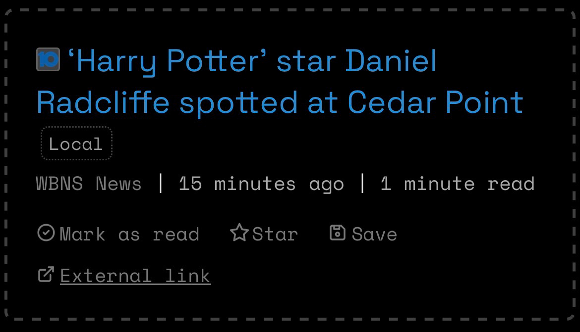 ‘Harry Potter’ star Daniel Radcliffe spotted at Cedar Point, posted by WBNS 10-TV in Ohio.