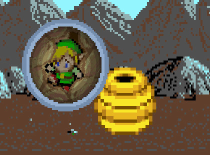 gif of Link, from the Legend of Zelda. He’s inside of a likelike and it’s constricting his body, as shown in a little circle off to the left