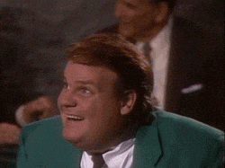 GIF of Chris Farley from that SNL sketch where they pulled the old switcheroo and gave him Folgers decaf coffee crystals instead of normal coffee and he went absolutely insane.