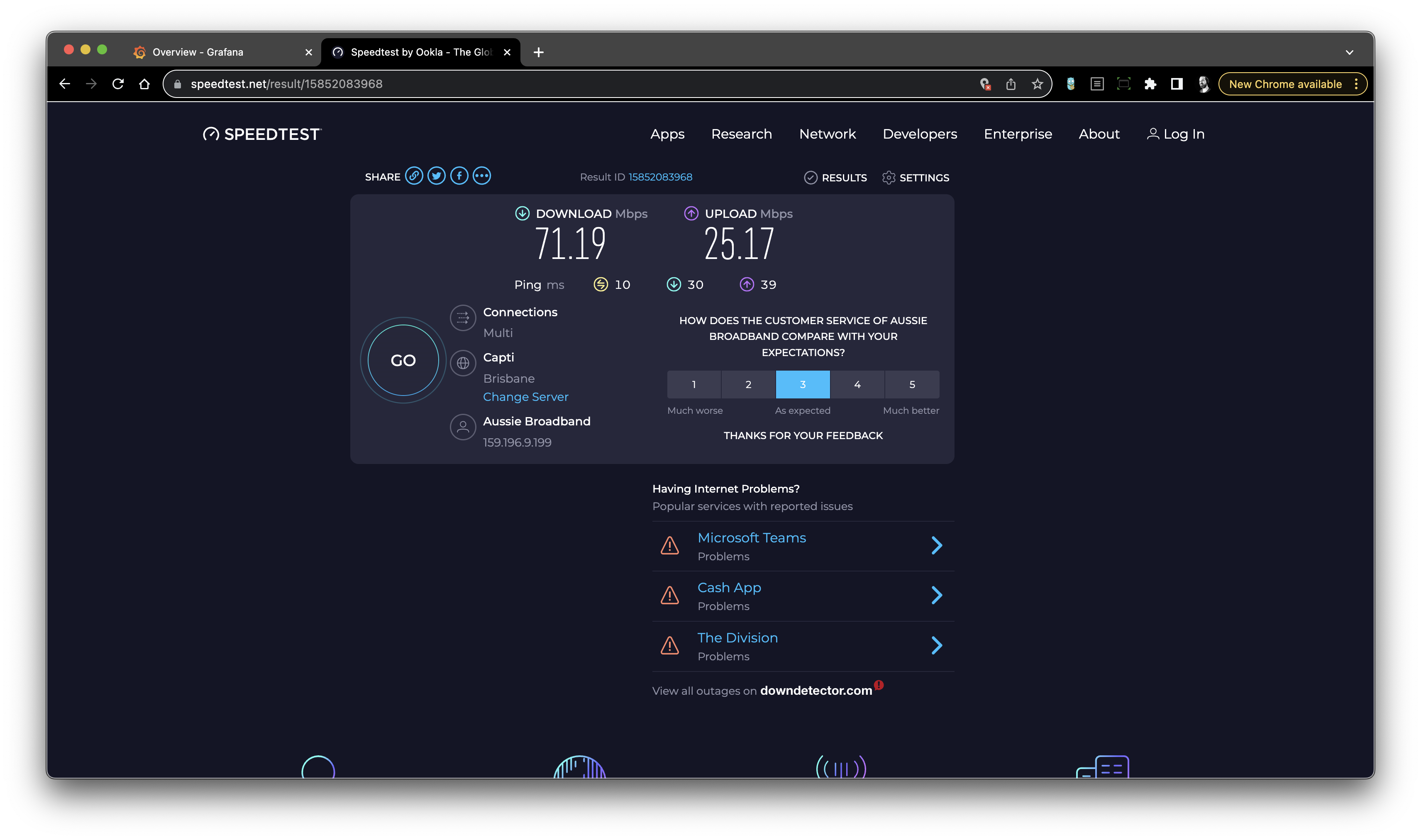 Performance of FTTN vDSL before the upgrade