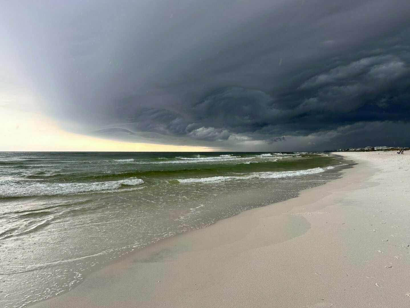 A storm is coming in at Panama City Beach.