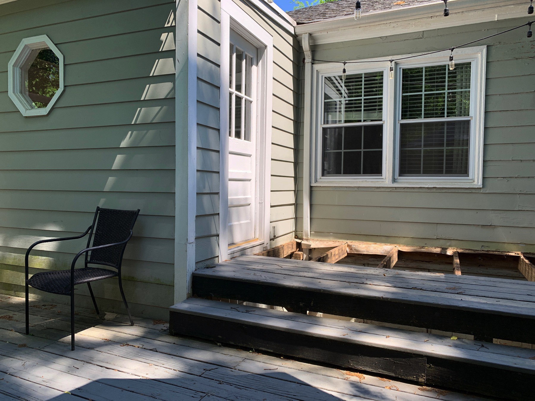 old rotten joists that need to be replaced, and more of the back deck