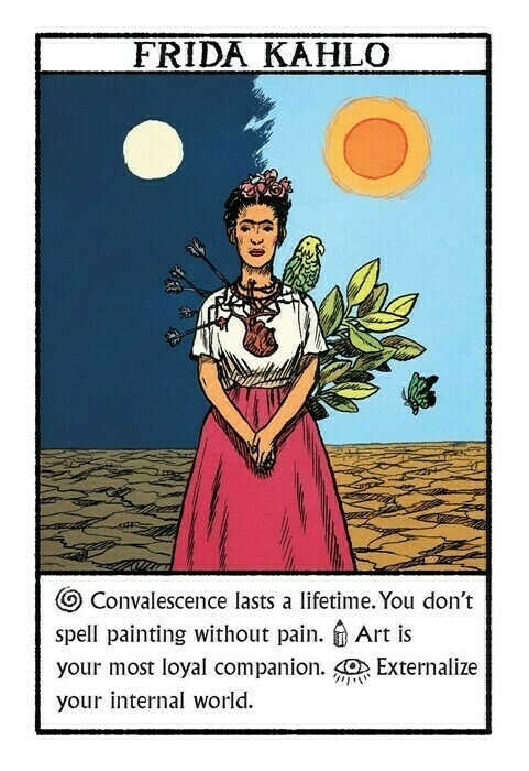 Oracle card depicting Frida Kahlo