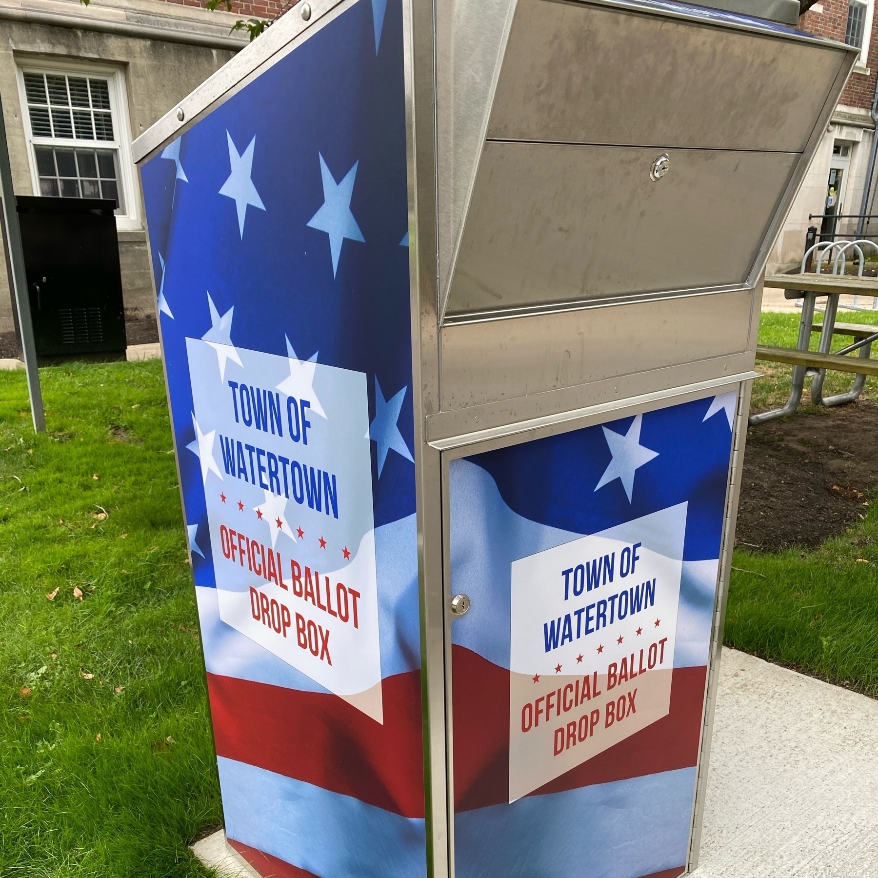 Town of Watertown official ballot drop box.