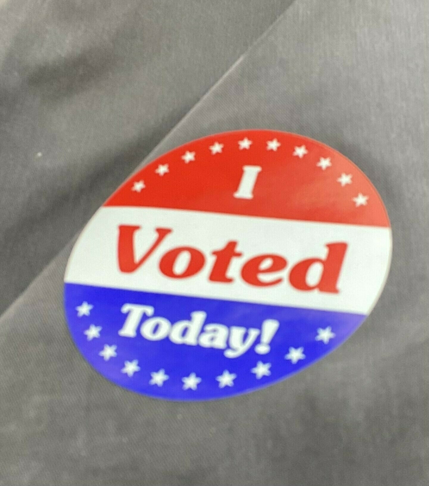 Close up of a sticker saying I Voted Today!