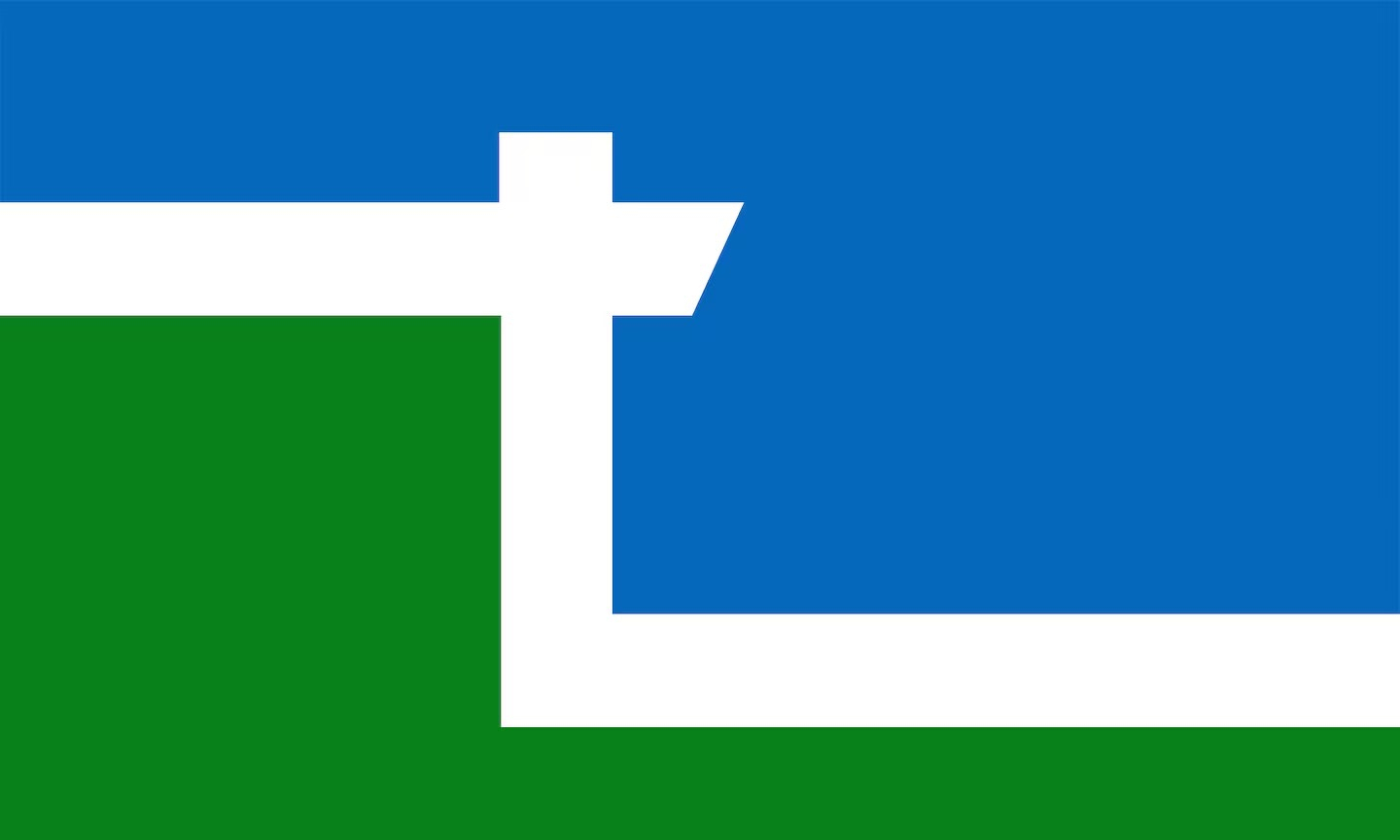 The flag of Oregon City depicting the municipal elevator.