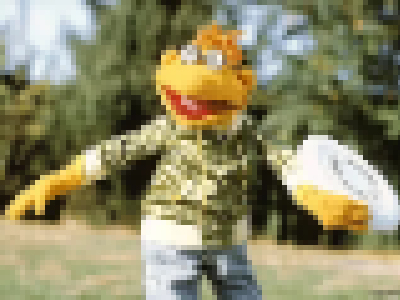 Scooter with his clipboard backstage at the Muppet Theater