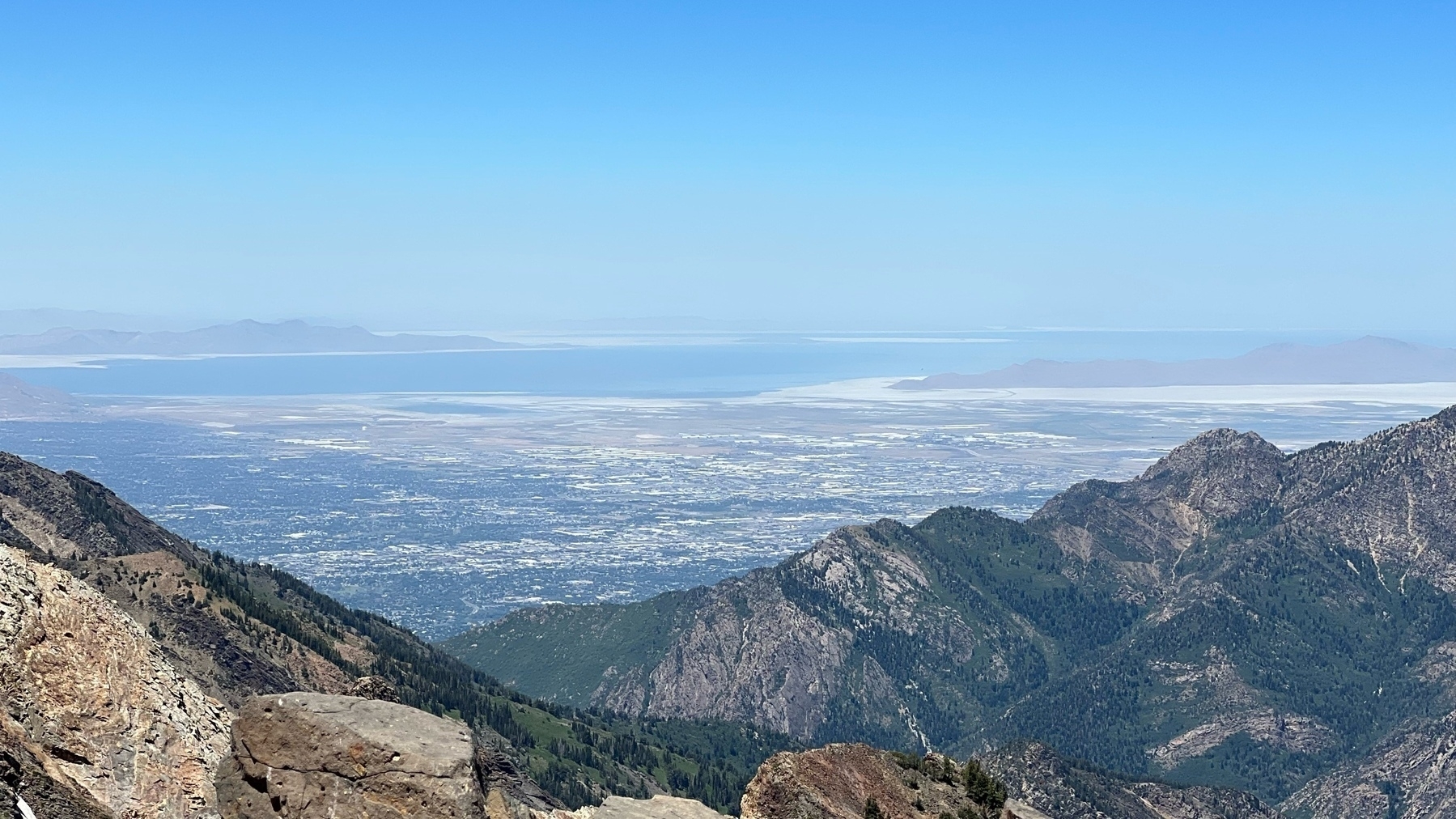 view of Salt Lake and Salt Lake City from the top of Mt Superior