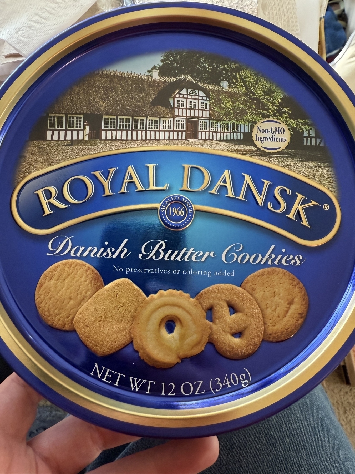 Tin of Royal Dansk butter cookies.