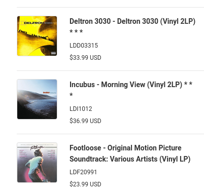 Deltron 3030, Incubus Morning View and Footloose soundtrack on vinyl