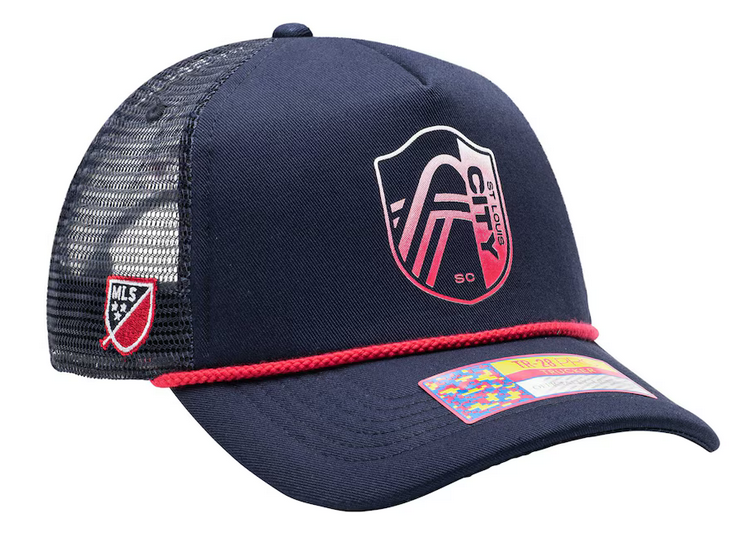 St. Louis City SC hat with red rope across the bill