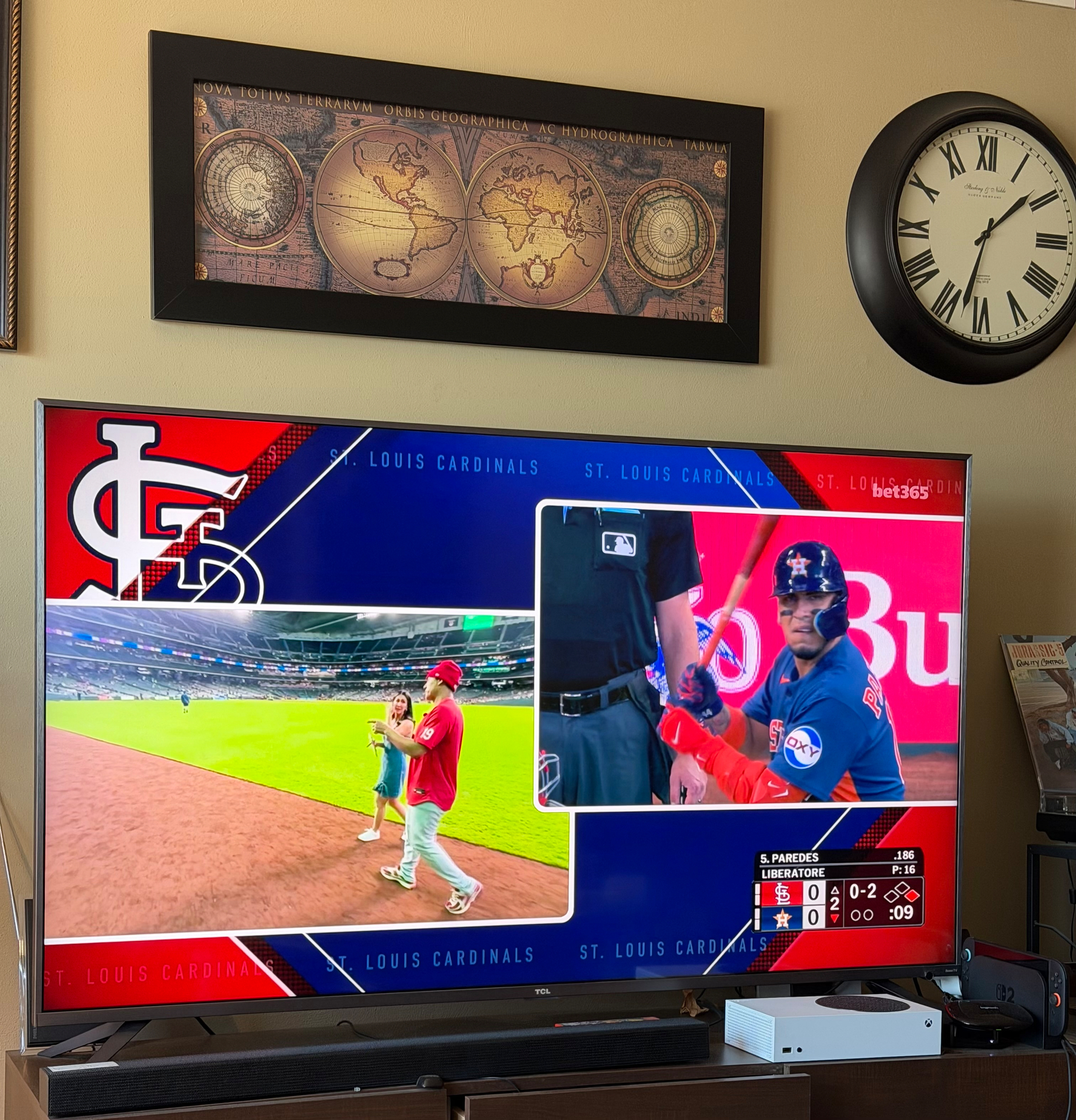 Produced segments airing simultaneously picture-in-picture style with the game taking focus away from the actual ball game.  