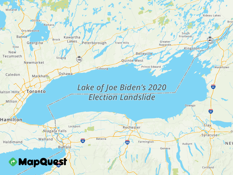 A map showing the Lake of Joe Biden’s 2020 Election Landslide