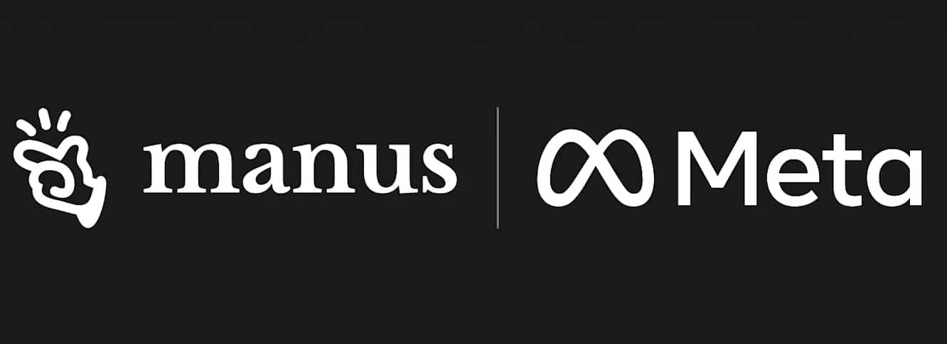 Auto-generated description: Logos of manus and Meta are displayed side by side on a dark background.