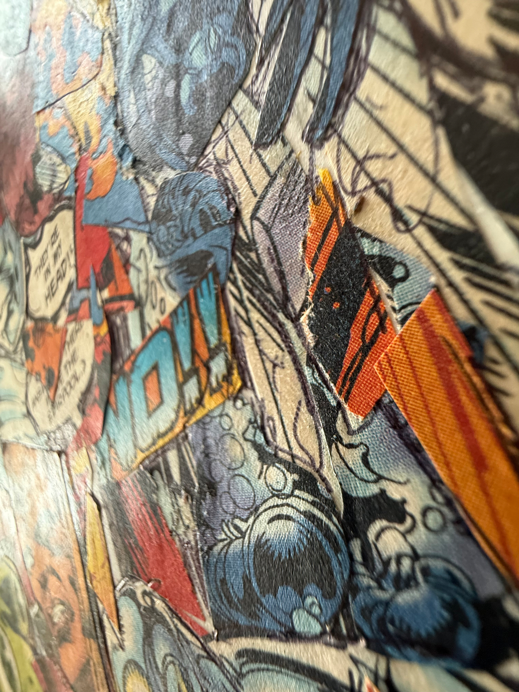 A close-up of a vintage comic book page featuring colorful illustrations and speech bubbles.