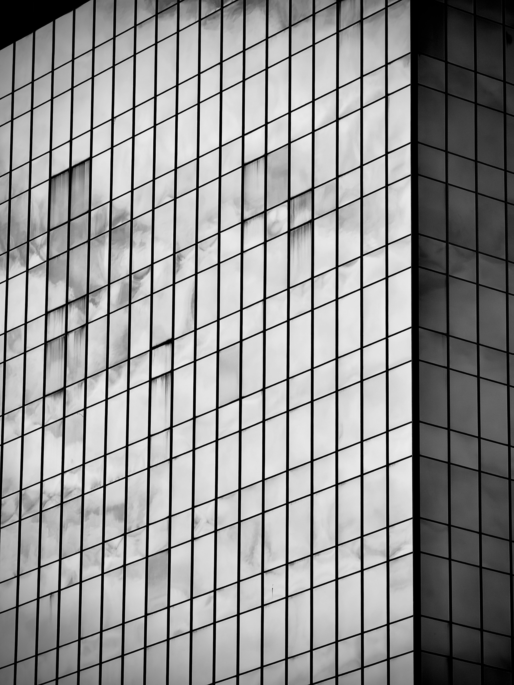 Auto-generated description: A modern high-rise building features a grid of reflective glass windows.