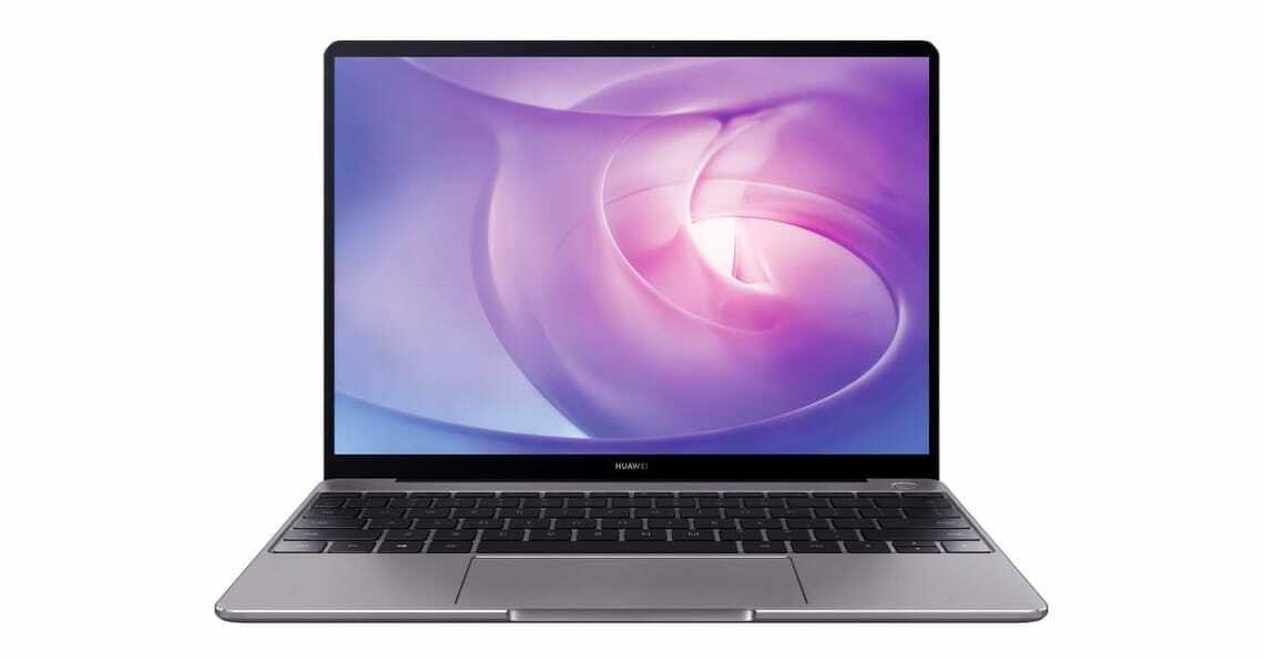 Auto-generated description: A sleek laptop with a glowing purple abstract design displayed on its screen.