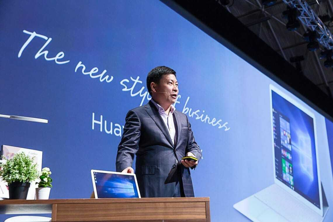 Richard Yu, chief executive of Huawei's consumer division, at launch of Huawei Matebook in Barcelona.