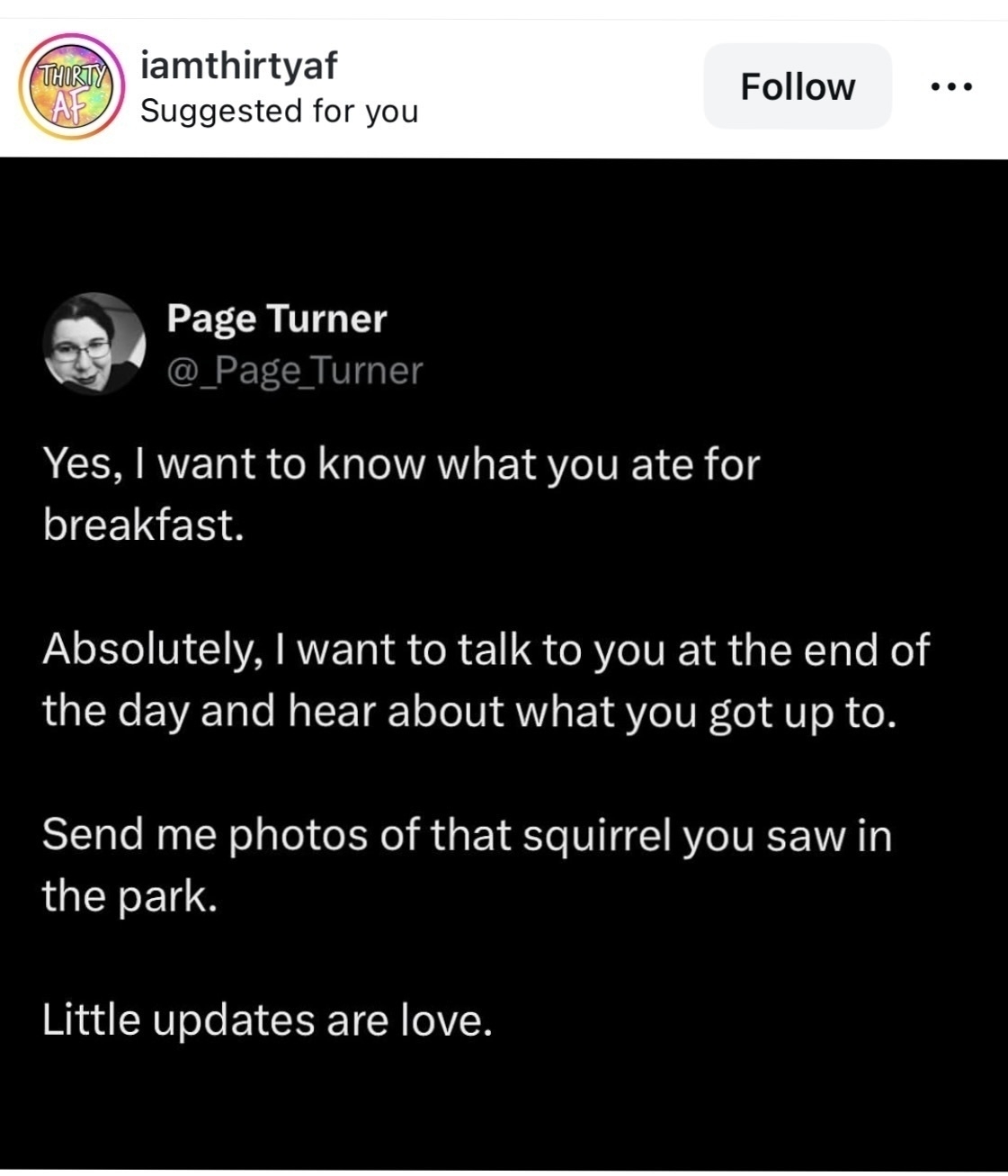 Screen shot of an Instagram post. 