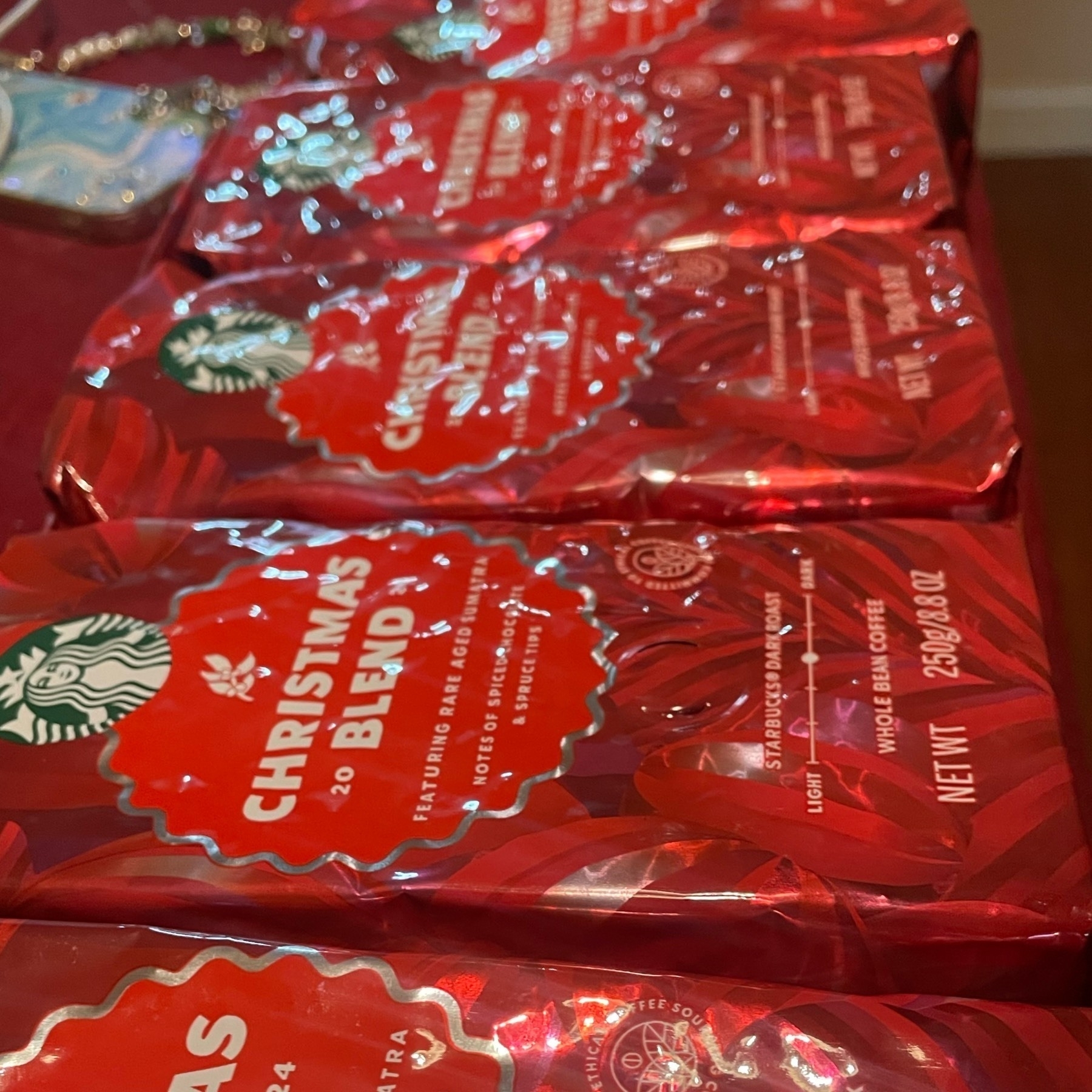 5 bags of Starbucks Christmas Blend coffeee