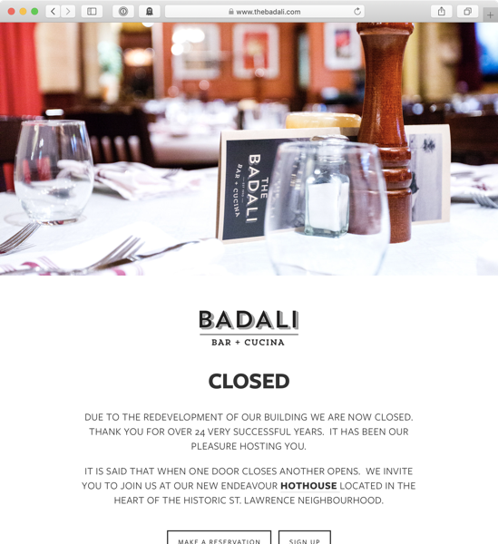 Badali's web site screenshot. Now closed. 