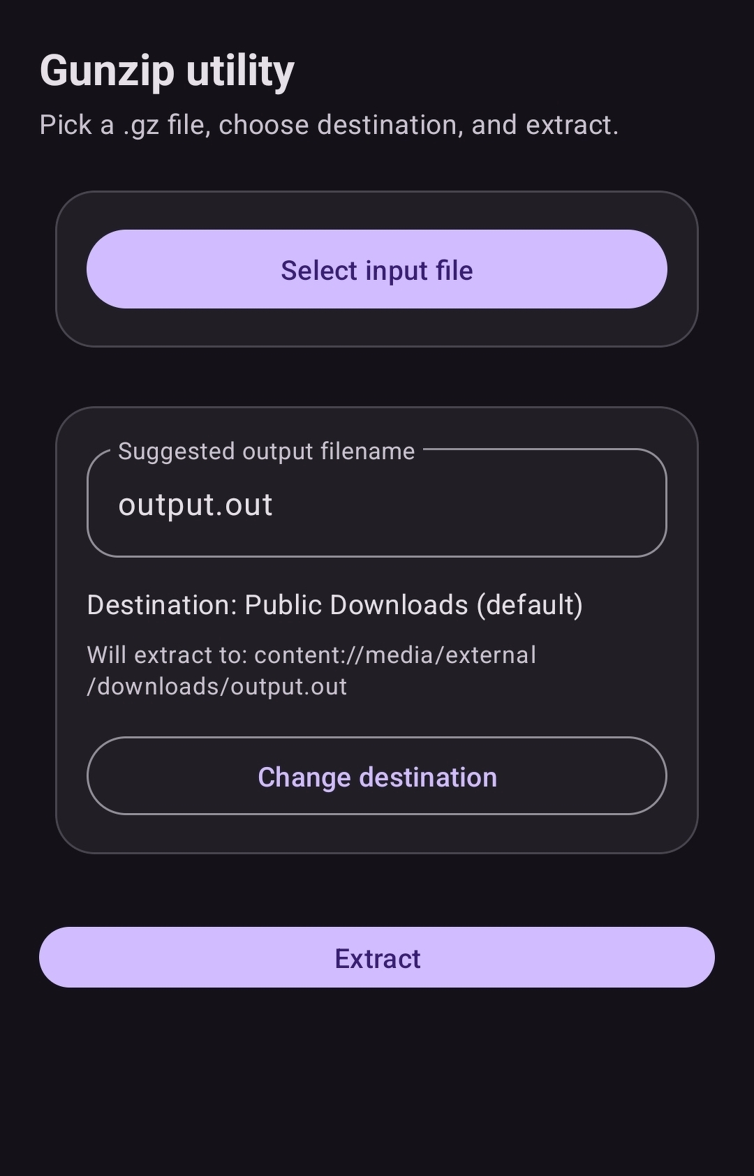 Screenshot of Gunzip