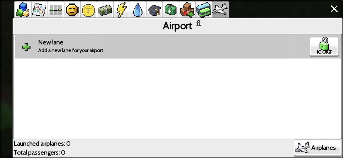 The Airport view, pretty empty for now.