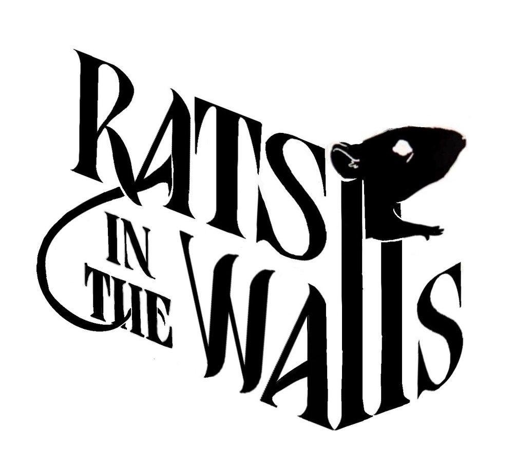 Stylized text spells out Rats in the Walls with a silhouette of a rat incorporated into the design.