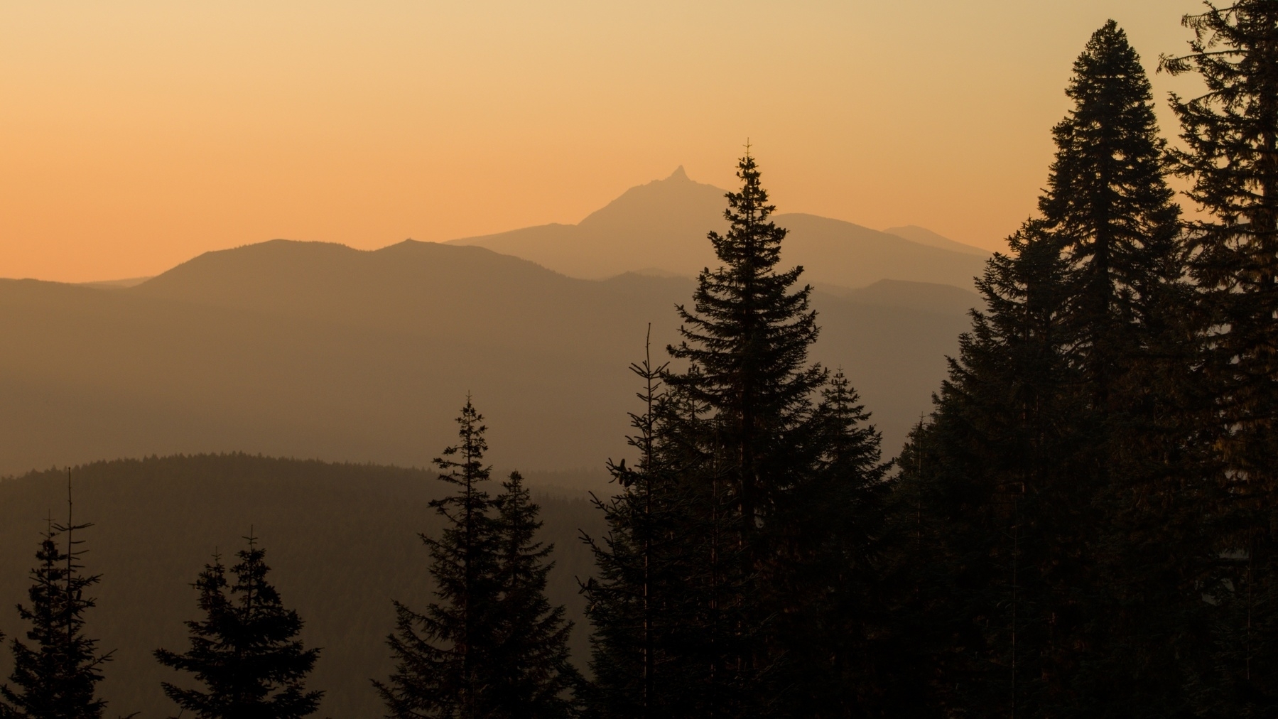 mountains in orange light