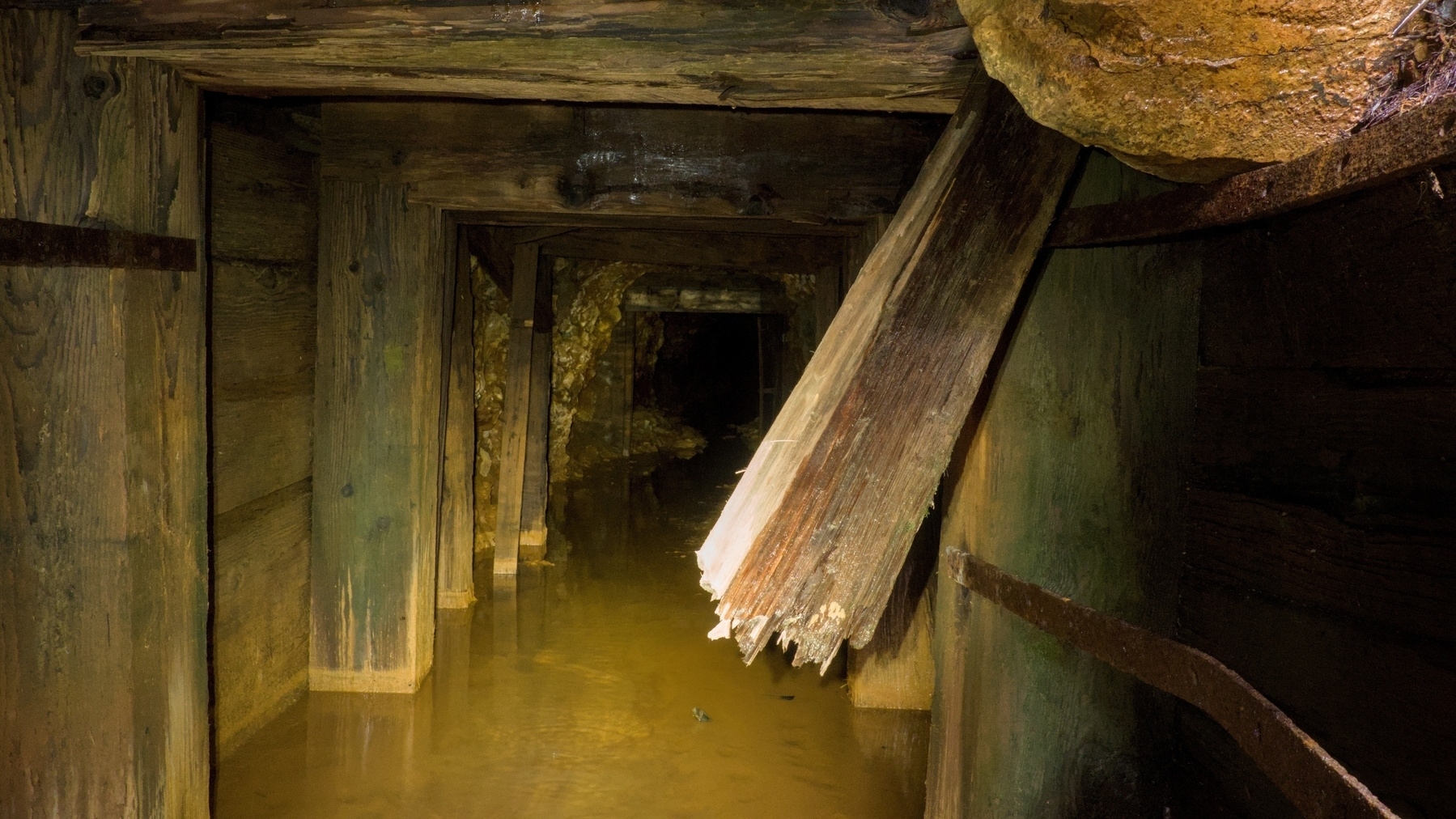 old gold mine with standing water