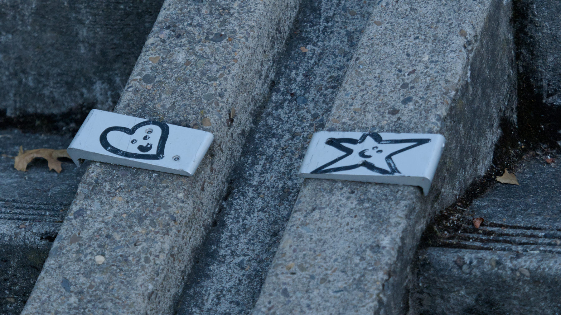 smiling heart and star on some stairs