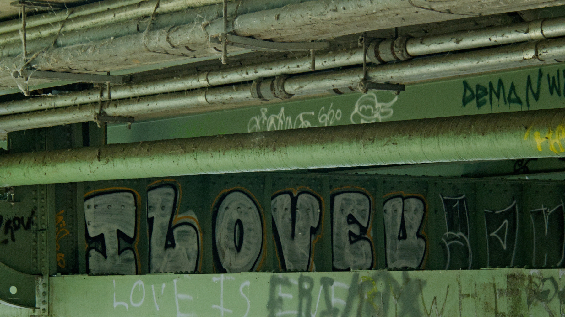 bridge girders with graffiti