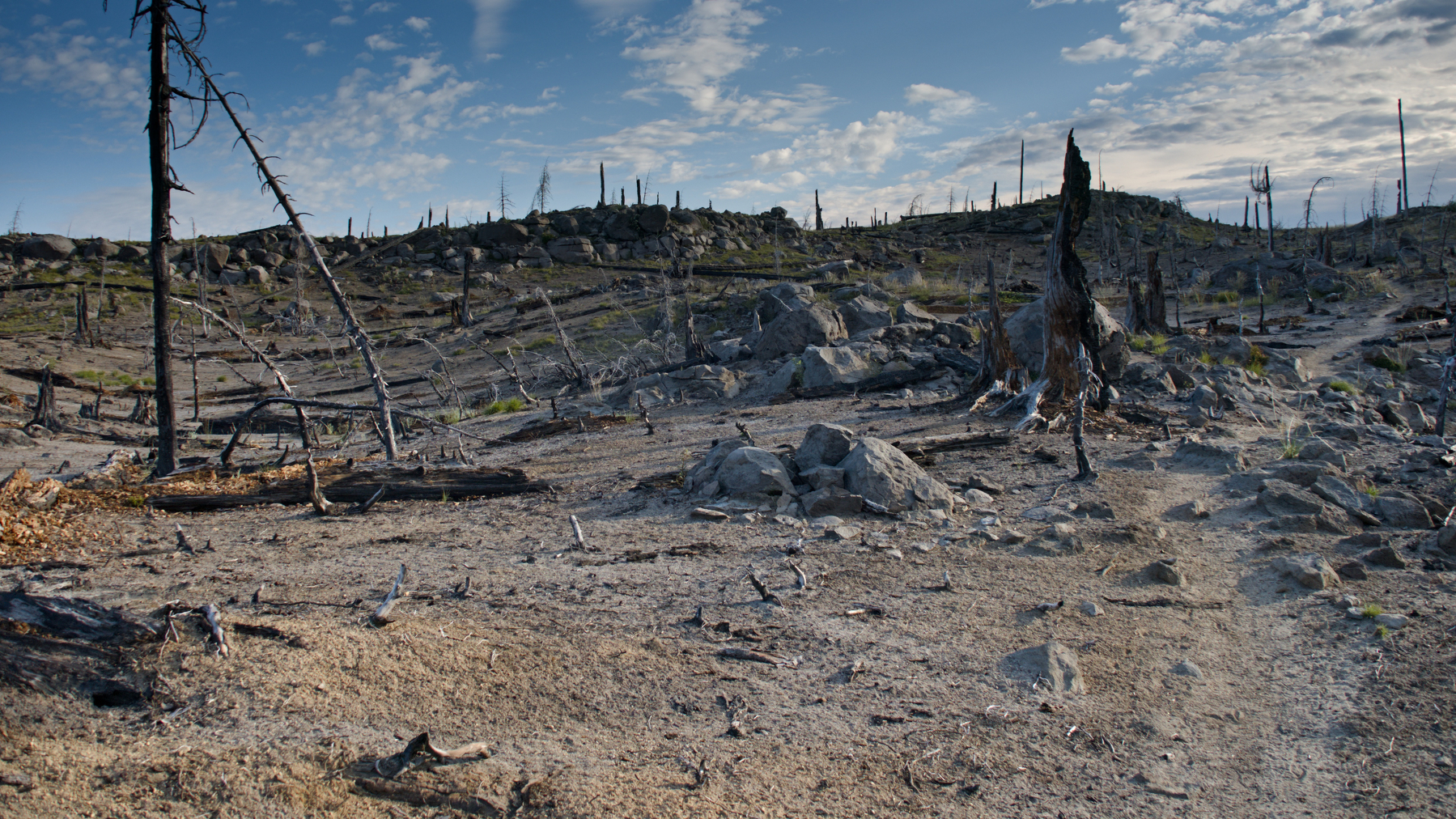 trail crossing a rocky sandy landscape