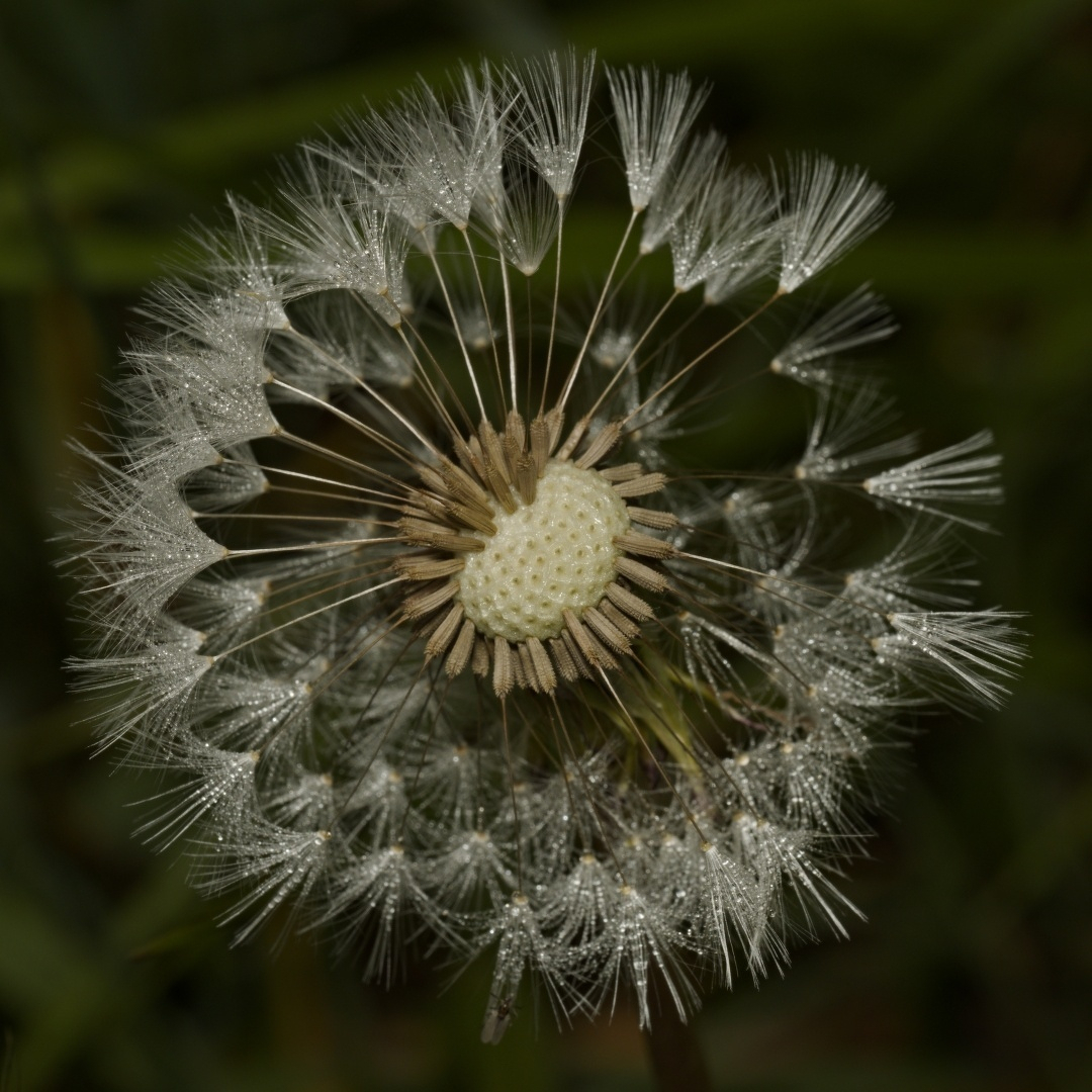 Macro shot of a dandelion seed head