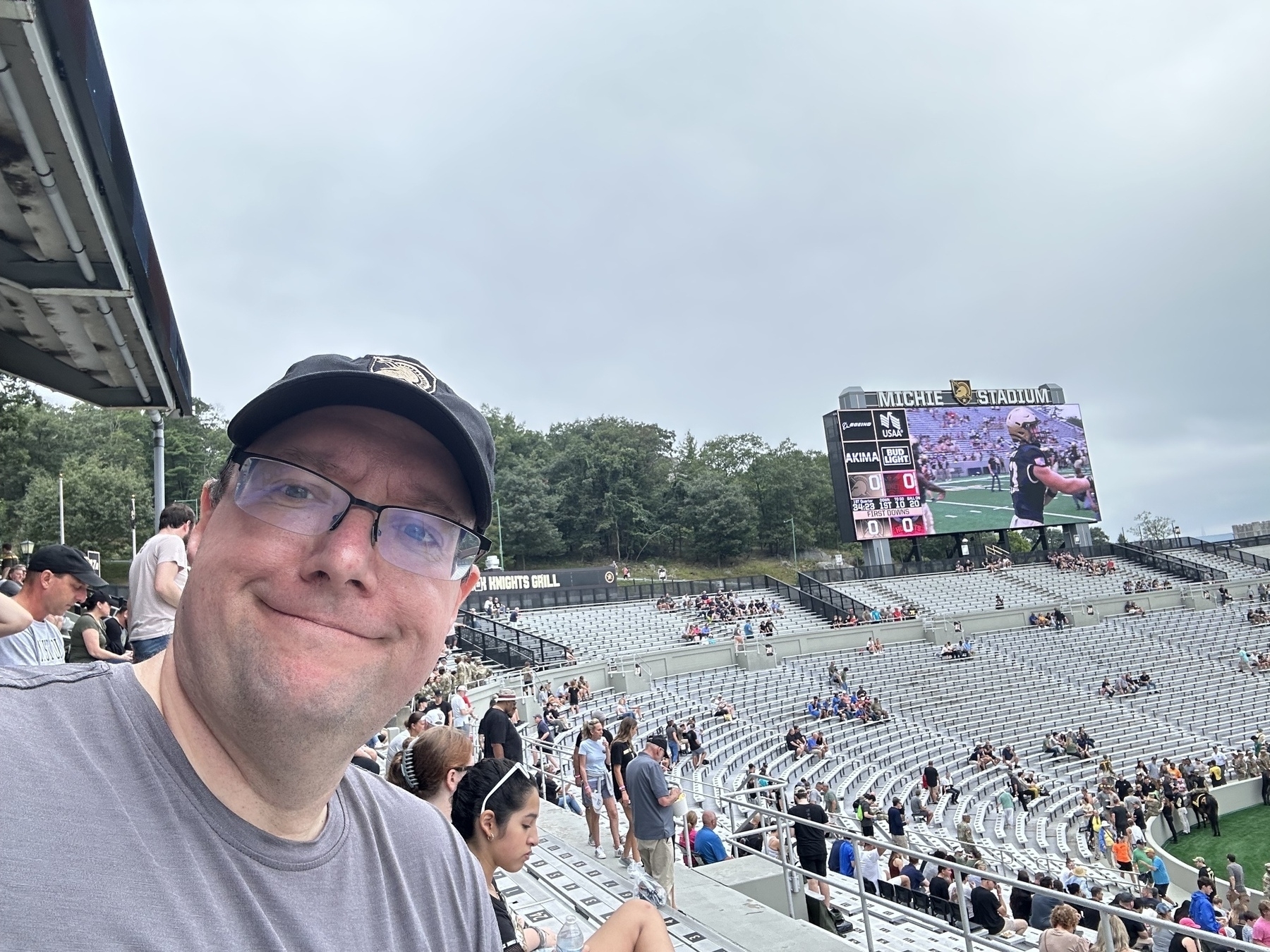 Selfie of the author at Michie Stadium at the United States Military Academy.