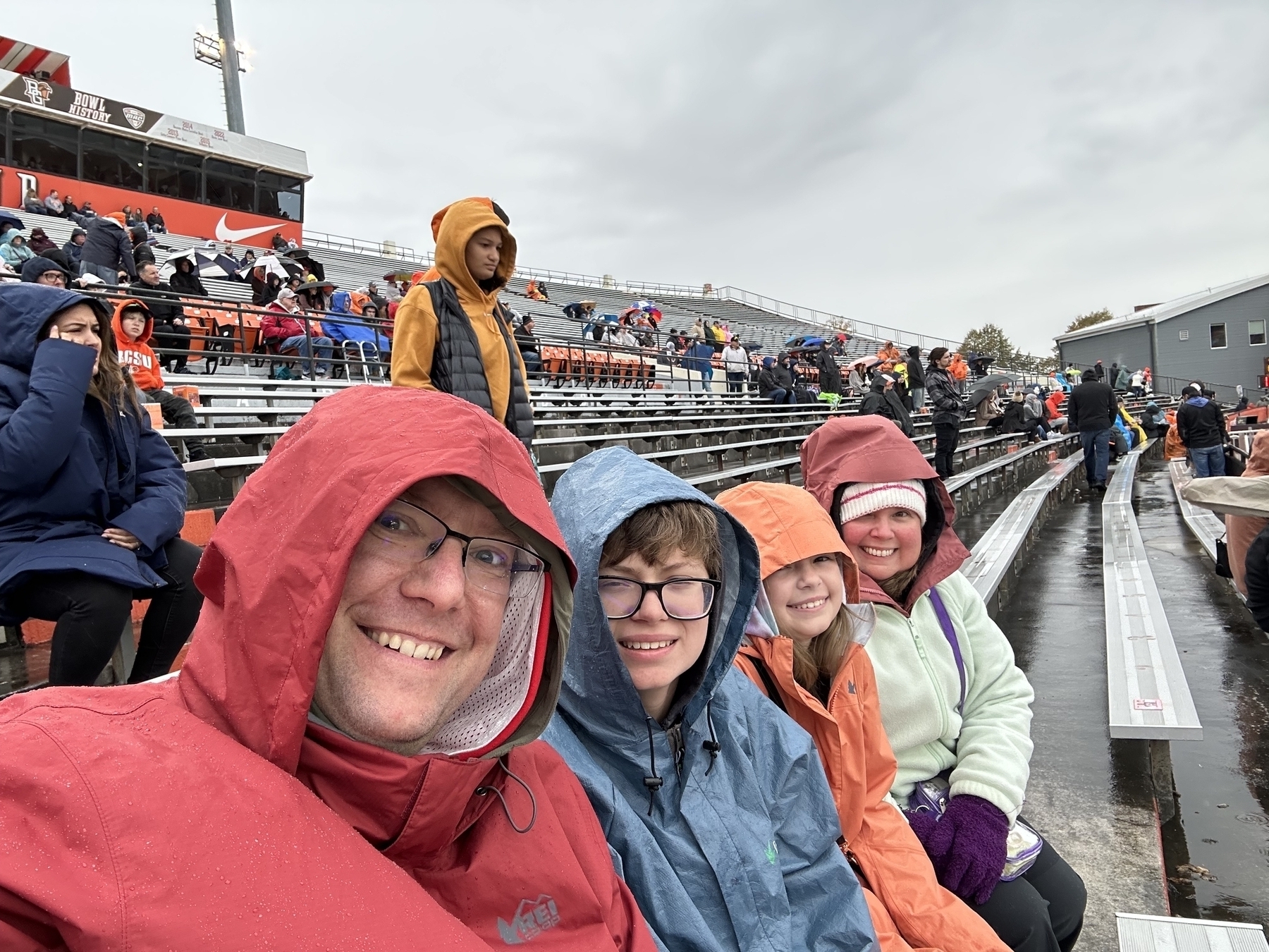 Photo of the author and family at a Bowling Green football game 
