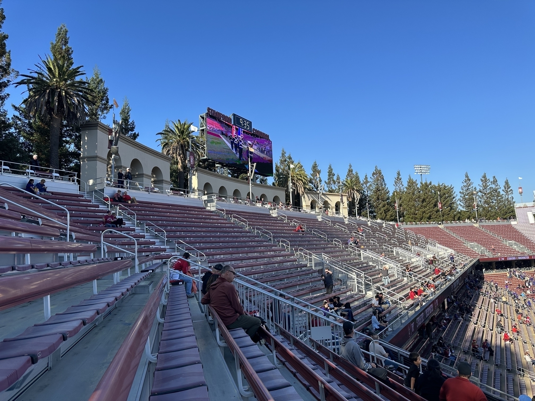 Scoreboard and trees at Stanford Stadium