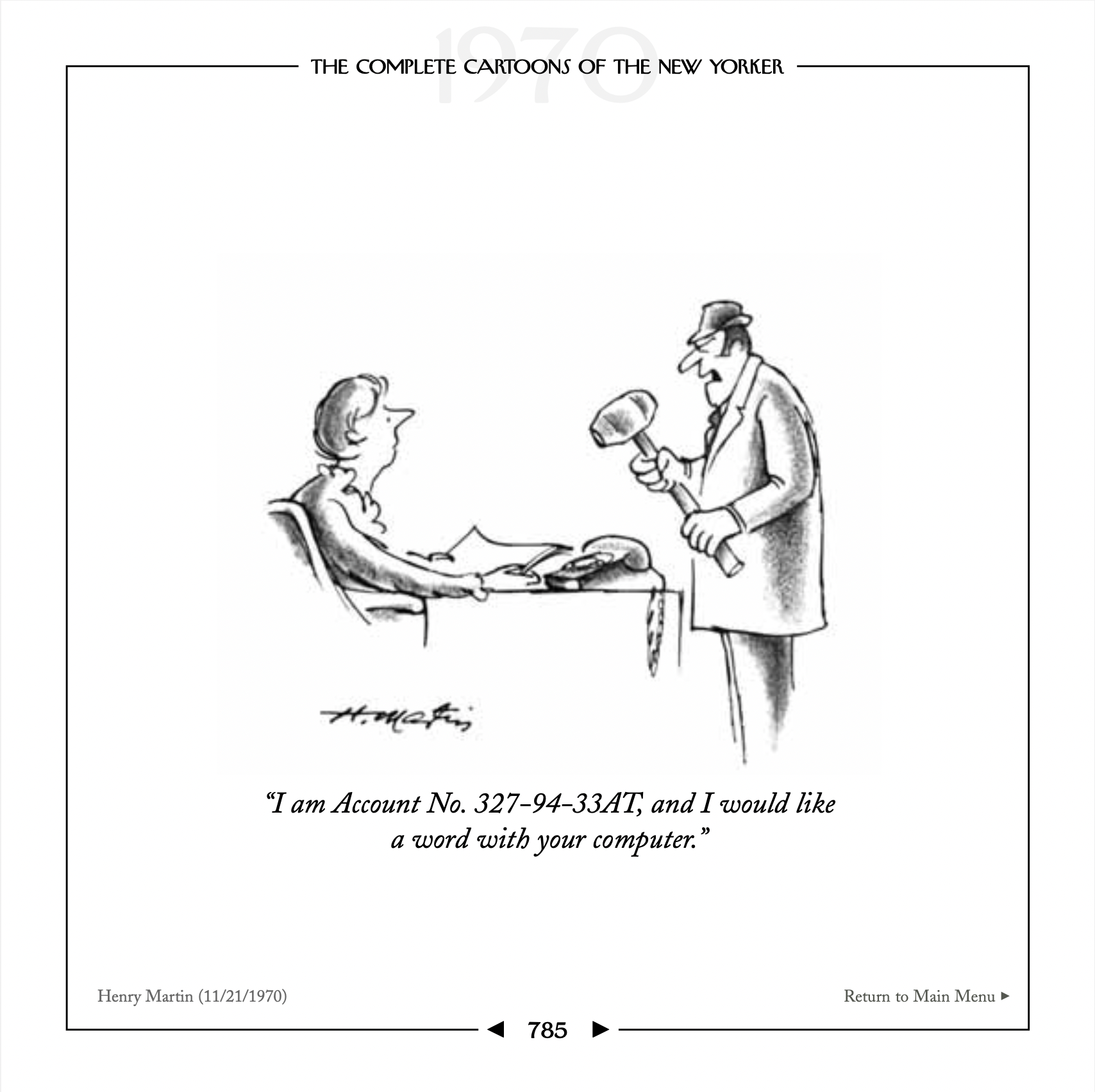 a cartoon of someone upset about computers holding a sledgehammer