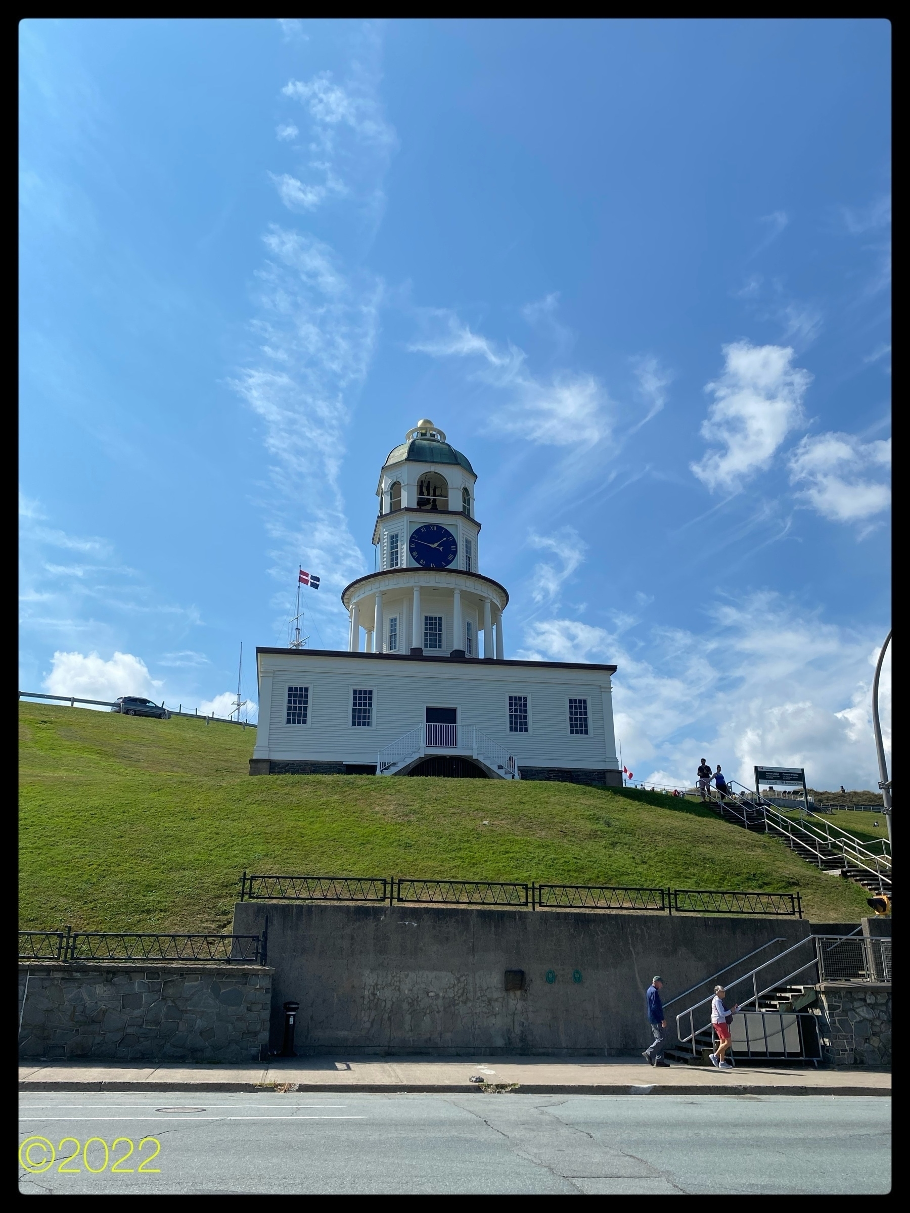 Looking up Citadel Hill at the Old Town Clock in Halifax NS