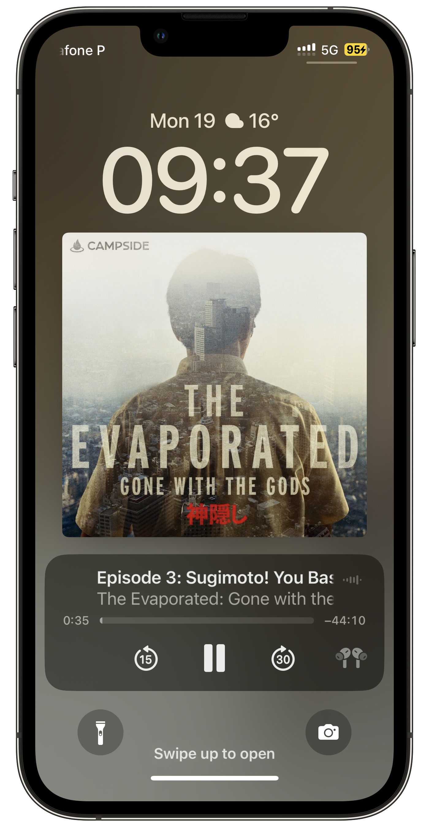 Screenshot of a podcast playing, “The Evaporated”. 