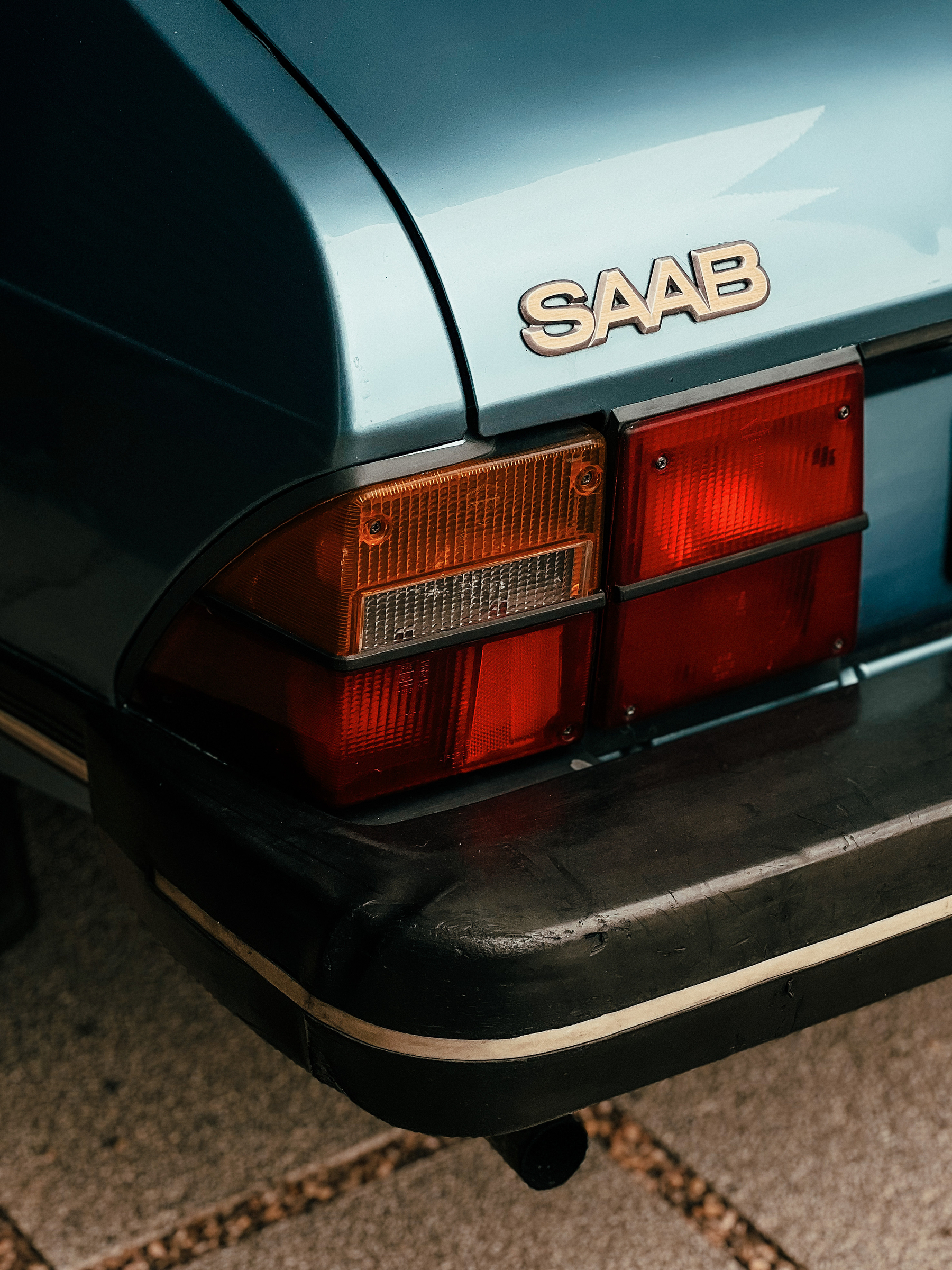 Detail of the back of a vintage SAAB car